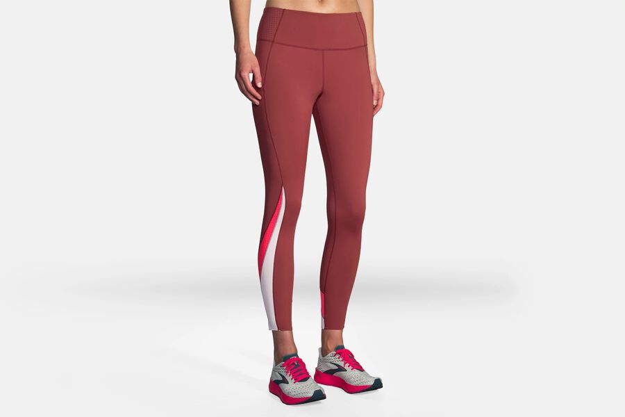 Womens Brooks Method 7/8 Tight Bottoms Terracotta/Fluoro Pink | 703658-ZNW